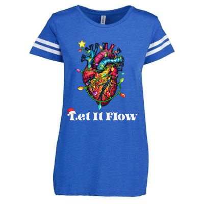 Funny Let It Flow Anatomy Heart Cardiac Nurse Santa Hat Xmas Enza Ladies Jersey Football T-Shirt