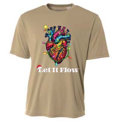 Funny Let It Flow Anatomy Heart Cardiac Nurse Santa Hat Xmas Cooling Performance Crew T-Shirt