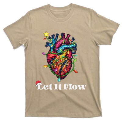 Funny Let It Flow Anatomy Heart Cardiac Nurse Santa Hat Xmas T-Shirt