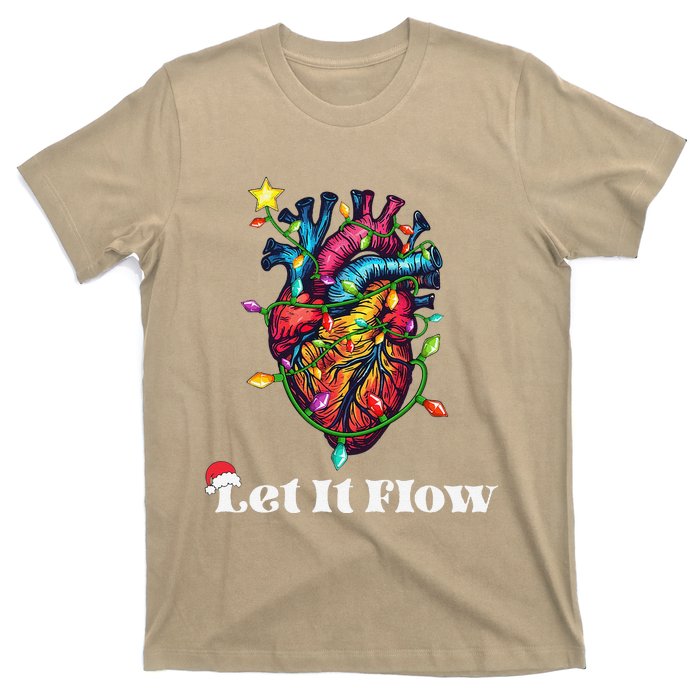 Funny Let It Flow Anatomy Heart Cardiac Nurse Santa Hat Xmas T-Shirt