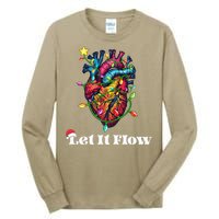 Funny Let It Flow Anatomy Heart Cardiac Nurse Santa Hat Xmas Tall Long Sleeve T-Shirt