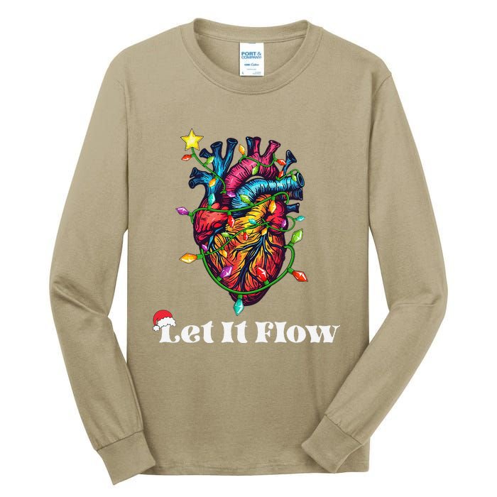 Funny Let It Flow Anatomy Heart Cardiac Nurse Santa Hat Xmas Tall Long Sleeve T-Shirt