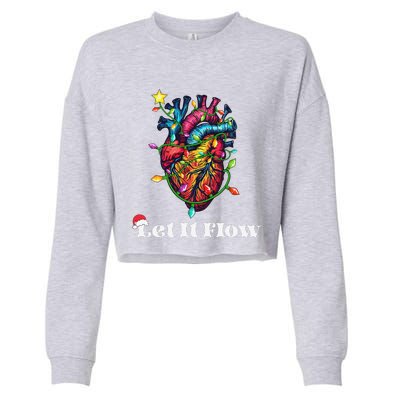 Funny Let It Flow Anatomy Heart Cardiac Nurse Santa Hat Xmas Cropped Pullover Crew