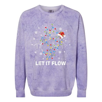 Funny Let It Flow Anatomy Heart Cardiac Nurse Santa Hat Xmas Colorblast Crewneck Sweatshirt