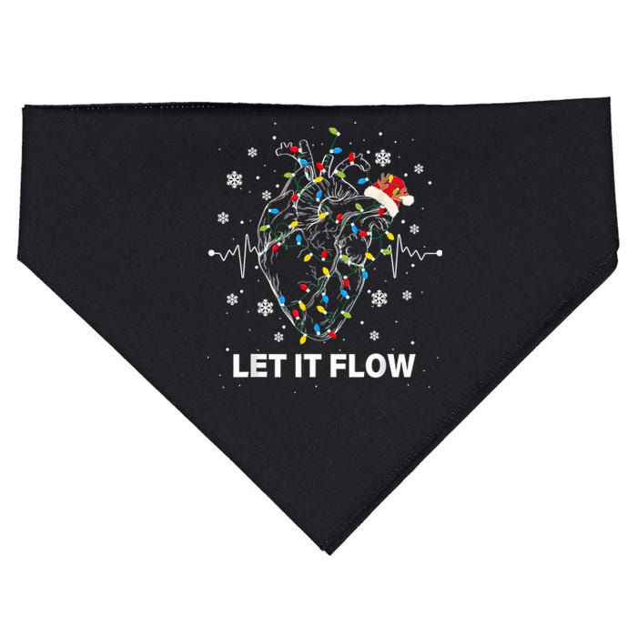 Funny Let It Flow Anatomy Heart Cardiac Nurse Santa Hat Xmas USA-Made Doggie Bandana