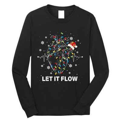 Funny Let It Flow Anatomy Heart Cardiac Nurse Santa Hat Xmas Long Sleeve Shirt