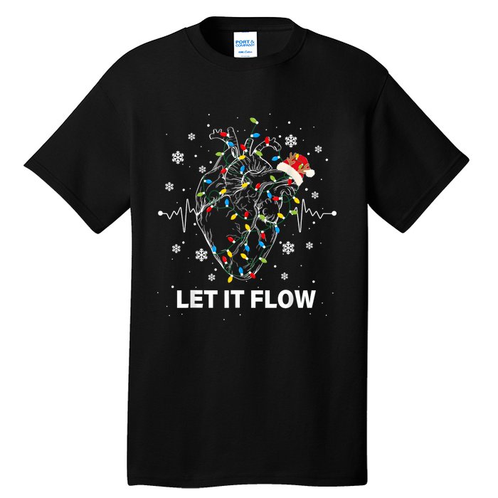 Funny Let It Flow Anatomy Heart Cardiac Nurse Santa Hat Xmas Tall T-Shirt