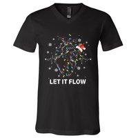 Funny Let It Flow Anatomy Heart Cardiac Nurse Santa Hat Xmas V-Neck T-Shirt