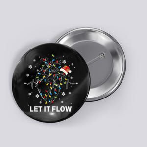 Funny Let It Flow Anatomy Heart Cardiac Nurse Santa Hat Xmas Button