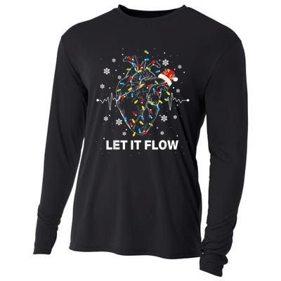 Funny Let It Flow Anatomy Heart Cardiac Nurse Santa Hat Xmas Cooling Performance Long Sleeve Crew