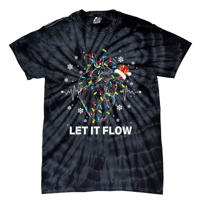 Funny Let It Flow Anatomy Heart Cardiac Nurse Santa Hat Xmas Tie-Dye T-Shirt