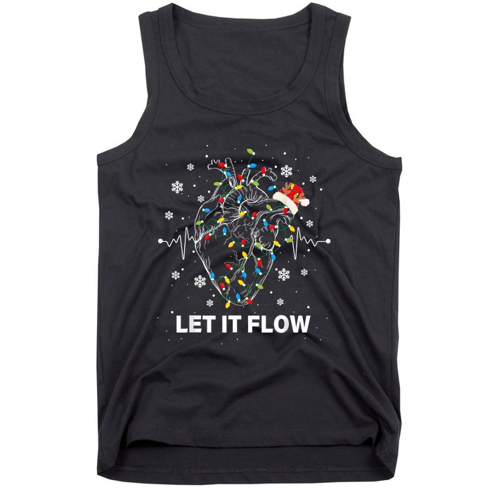 Funny Let It Flow Anatomy Heart Cardiac Nurse Santa Hat Xmas Tank Top