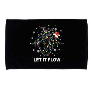 Funny Let It Flow Anatomy Heart Cardiac Nurse Santa Hat Xmas Microfiber Hand Towel