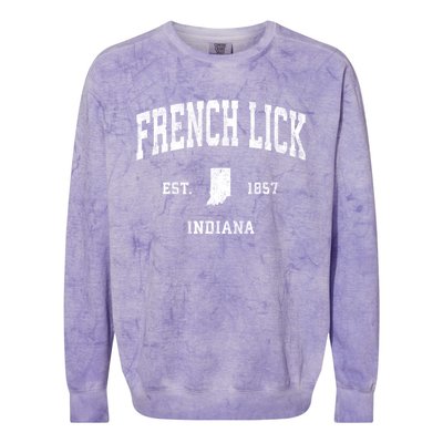 French Lick Indiana In Vintage Established Athletic Sports Design Colorblast Crewneck Sweatshirt