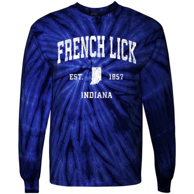 French Lick Indiana In Vintage Established Athletic Sports Design Tie-Dye Long Sleeve Shirt