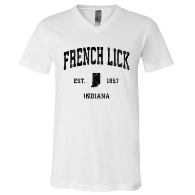 French Lick Indiana In Vintage Established Athletic Sports Design V-Neck T-Shirt