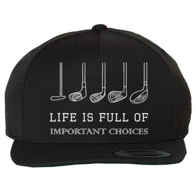 Funny Life Is Full Of Important Choices Golf Clubs Gift Funny Golf Wool Snapback Cap