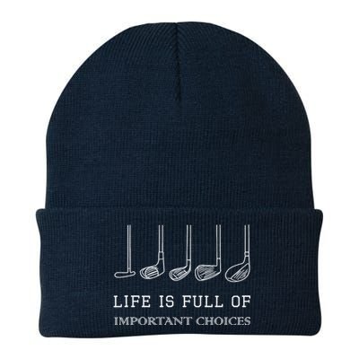 Funny Life Is Full Of Important Choices Golf Clubs Gift Funny Golf Knit Cap Winter Beanie