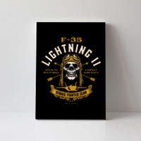 F35 Lightning Ii Fighter Jet Aircraft Skull Vintage Design Canvas