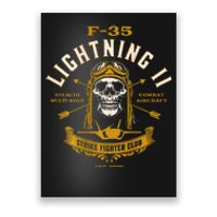 F35 Lightning Ii Fighter Jet Aircraft Skull Vintage Design Poster