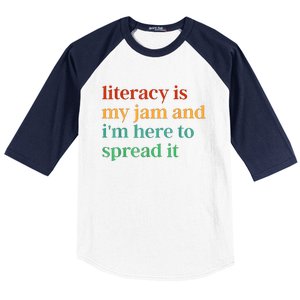 Funny Literacy Is My Jam And IM Here To Spread It Baseball Sleeve Shirt