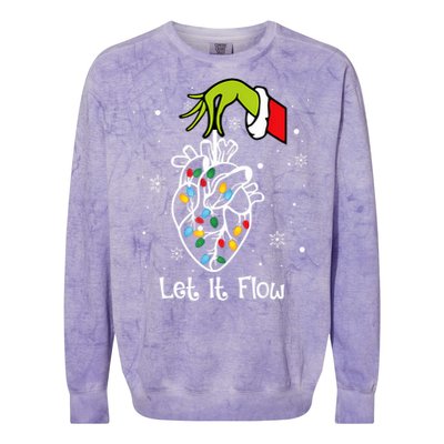 Funny Let It Flow Anatomy Heart Cardiac Nurse Santa Hat Xmas Colorblast Crewneck Sweatshirt