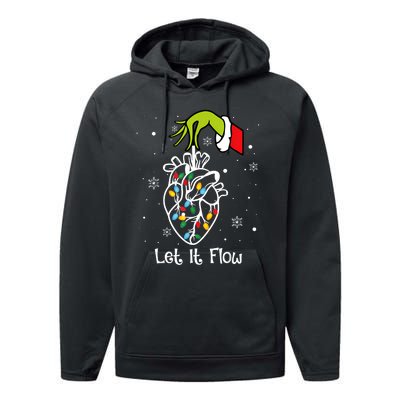 Funny Let It Flow Anatomy Heart Cardiac Nurse Santa Hat Xmas Performance Fleece Hoodie