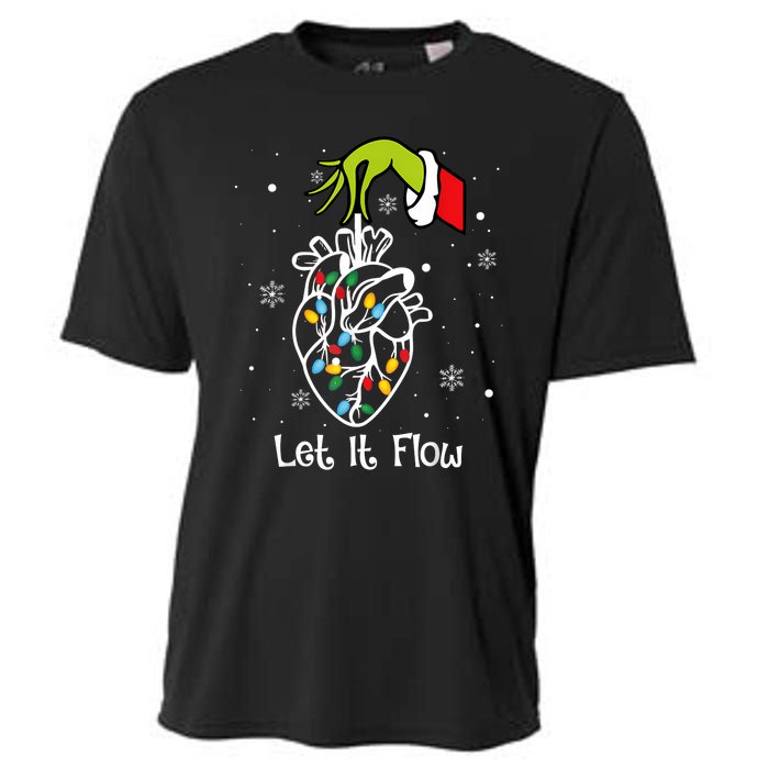 Funny Let It Flow Anatomy Heart Cardiac Nurse Santa Hat Xmas Cooling Performance Crew T-Shirt