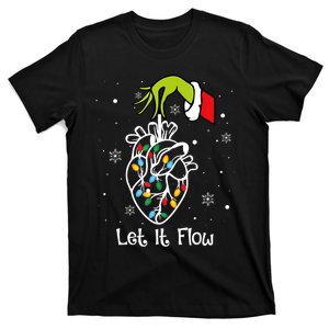 Funny Let It Flow Anatomy Heart Cardiac Nurse Santa Hat Xmas T-Shirt