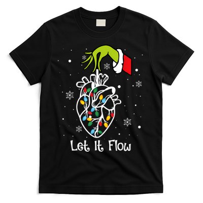 Funny Let It Flow Anatomy Heart Cardiac Nurse Santa Hat Xmas T-Shirt