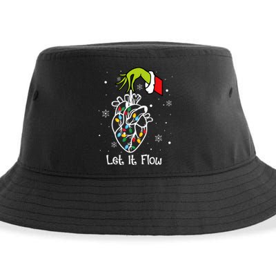 Funny Let It Flow Anatomy Heart Cardiac Nurse Santa Hat Xmas Sustainable Bucket Hat