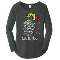 Funny Let It Flow Anatomy Heart Cardiac Nurse Santa Hat Xmas Women's Perfect Tri Tunic Long Sleeve Shirt