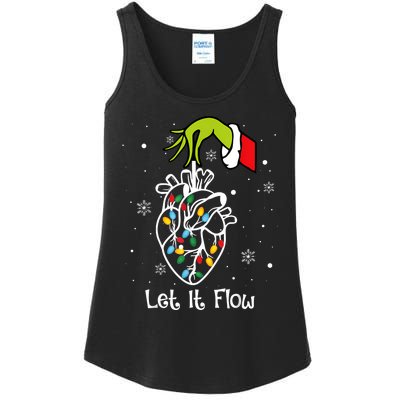 Funny Let It Flow Anatomy Heart Cardiac Nurse Santa Hat Xmas Ladies Essential Tank