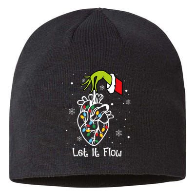 Funny Let It Flow Anatomy Heart Cardiac Nurse Santa Hat Xmas Sustainable Beanie