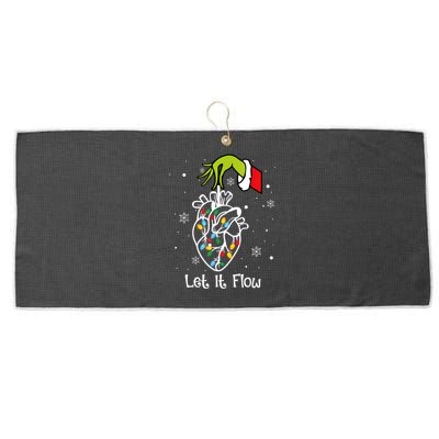 Funny Let It Flow Anatomy Heart Cardiac Nurse Santa Hat Xmas Large Microfiber Waffle Golf Towel