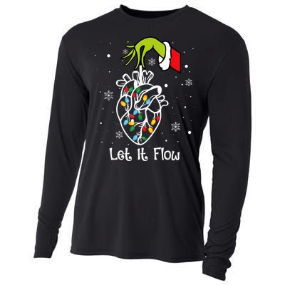 Funny Let It Flow Anatomy Heart Cardiac Nurse Santa Hat Xmas Cooling Performance Long Sleeve Crew