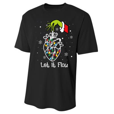 Funny Let It Flow Anatomy Heart Cardiac Nurse Santa Hat Xmas Performance Sprint T-Shirt