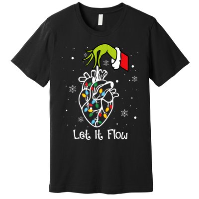 Funny Let It Flow Anatomy Heart Cardiac Nurse Santa Hat Xmas Premium T-Shirt