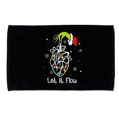 Funny Let It Flow Anatomy Heart Cardiac Nurse Santa Hat Xmas Microfiber Hand Towel