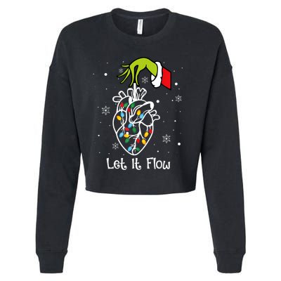 Funny Let It Flow Anatomy Heart Cardiac Nurse Santa Hat Xmas Cropped Pullover Crew