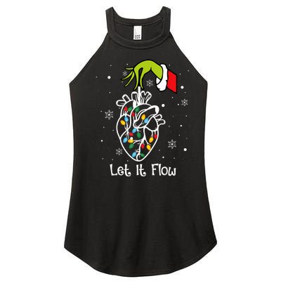 Funny Let It Flow Anatomy Heart Cardiac Nurse Santa Hat Xmas Women's Perfect Tri Rocker Tank