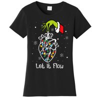 Funny Let It Flow Anatomy Heart Cardiac Nurse Santa Hat Xmas Women's T-Shirt