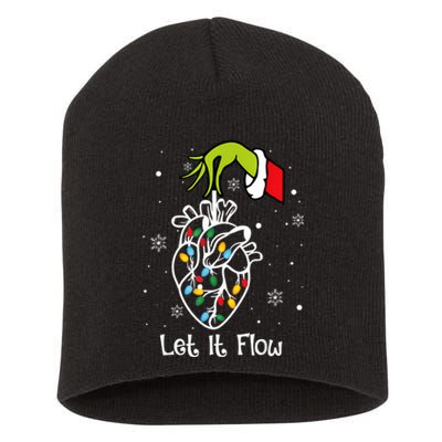 Funny Let It Flow Anatomy Heart Cardiac Nurse Santa Hat Xmas Short Acrylic Beanie