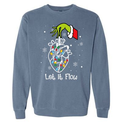 Funny Let It Flow Anatomy Heart Cardiac Nurse Santa Hat Xmas Garment-Dyed Sweatshirt