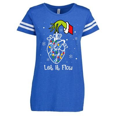 Funny Let It Flow Anatomy Heart Cardiac Nurse Santa Hat Xmas Enza Ladies Jersey Football T-Shirt