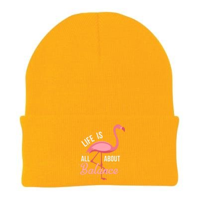 Flamingo Life Is All About Balance Knit Cap Winter Beanie