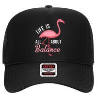 Flamingo Life Is All About Balance High Crown Mesh Back Trucker Hat