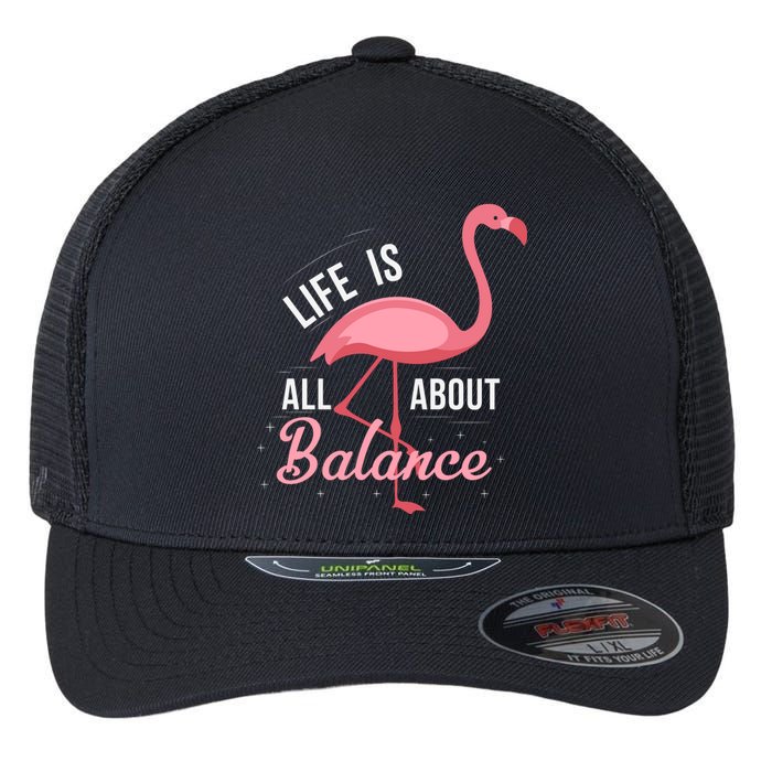 Flamingo Life Is All About Balance Flexfit Unipanel Trucker Cap