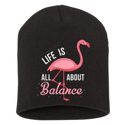 Flamingo Life Is All About Balance Short Acrylic Beanie