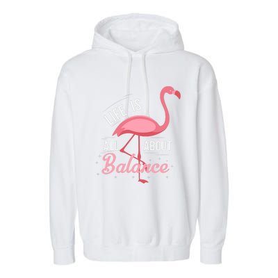 Flamingo Life Is All About Balance Garment-Dyed Fleece Hoodie